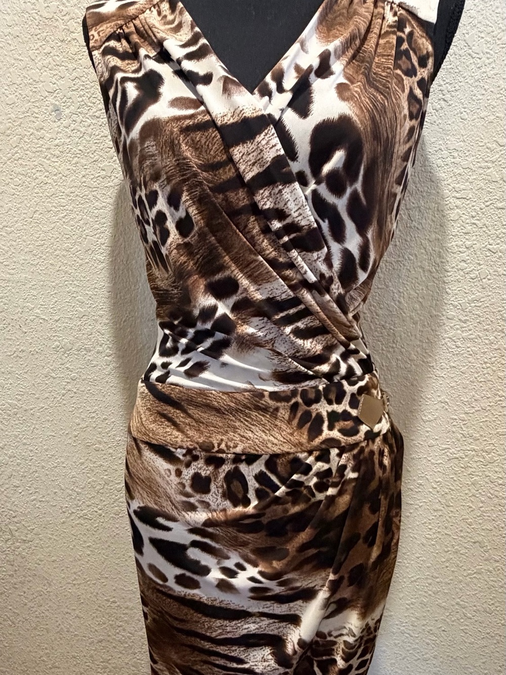 Sexy Cache Brown and Black Animal-Print Dress